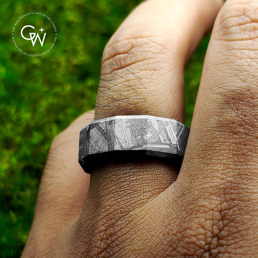 Authentic Muonionalusta Iron Meteorite Ring – Handmade Cosmic Jewelry for Men & Women | Timeless Elegance