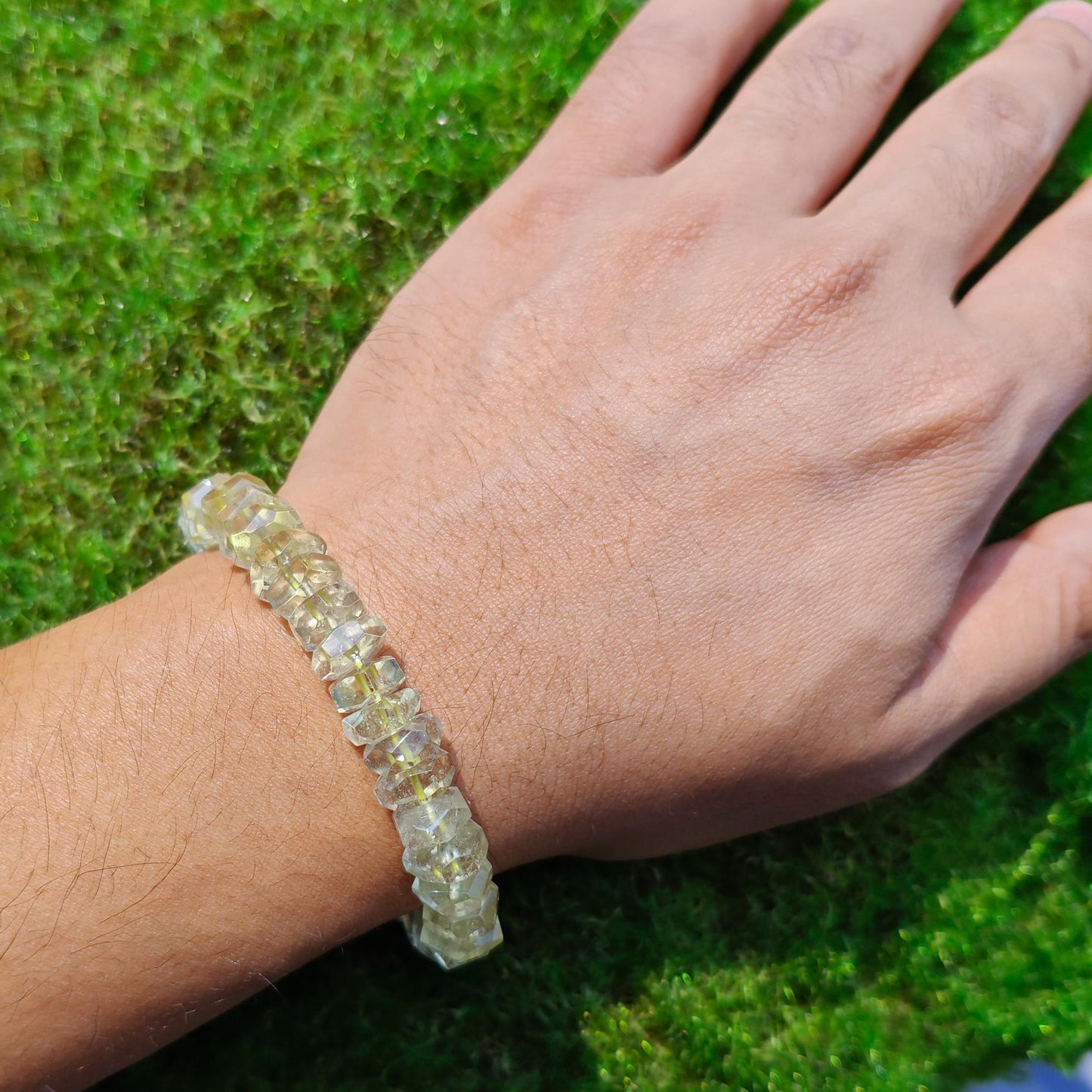 Faceted Libyan Desert Glass Meteorite Bracelet: Rare Sahara Desert Jewelry